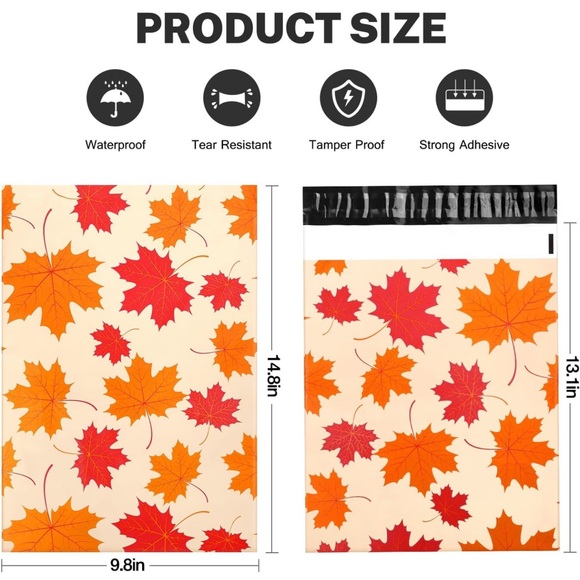 25 10X13 Poly Mailers Maple Fall Leaves Shipping Envelopes Bags PRICE IS FIRM - Picture 8 of 10